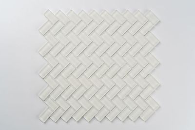 Aurora Glass Mosaic -  Herringbone  - White