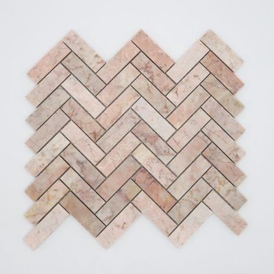 Pink Marble - Herringbone mosaic