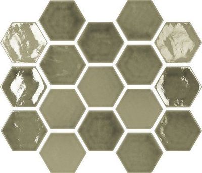 Memories  -  Dawn Crackle Glaze  - Victorian Green  - Hexagon