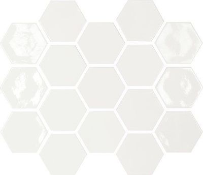 Memories  -  Dawn Crackle Glaze  - White  - Hexagon