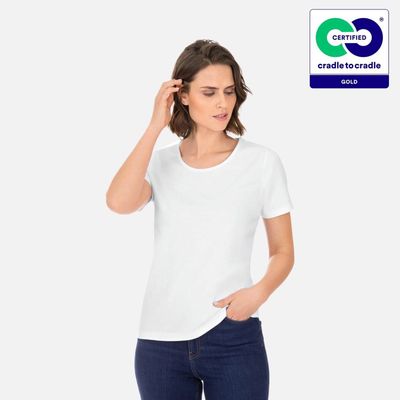Woman&#039;s White Round Neck T-Shirt - 2021