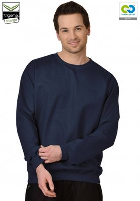 Trigema - Men&#039;s Long Sleeve Sweat Shirt - 100% Organic Cotton - Navy - 2019