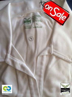 SALE (TWO ONLY) - Womans L &amp; XL Cradle to Cradle Certified&trade; White Polo T Shirt