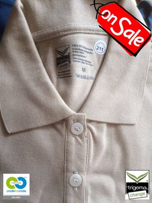 SALE (ONE ONLY) - Mens Medium Cradle to Cradle Certified&trade; Sand Polo T Shirt