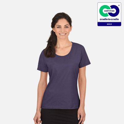 Trigema - Women&#039;s Deep Purple Round Neck 100% Organic Cotton T-Shirt - 2021