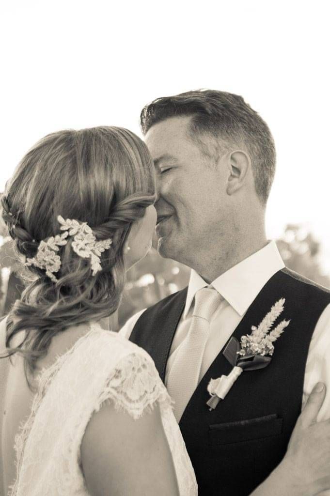 beautifully simple wedding dress & hair accessory Kate Edmondson exclusive bridal designs