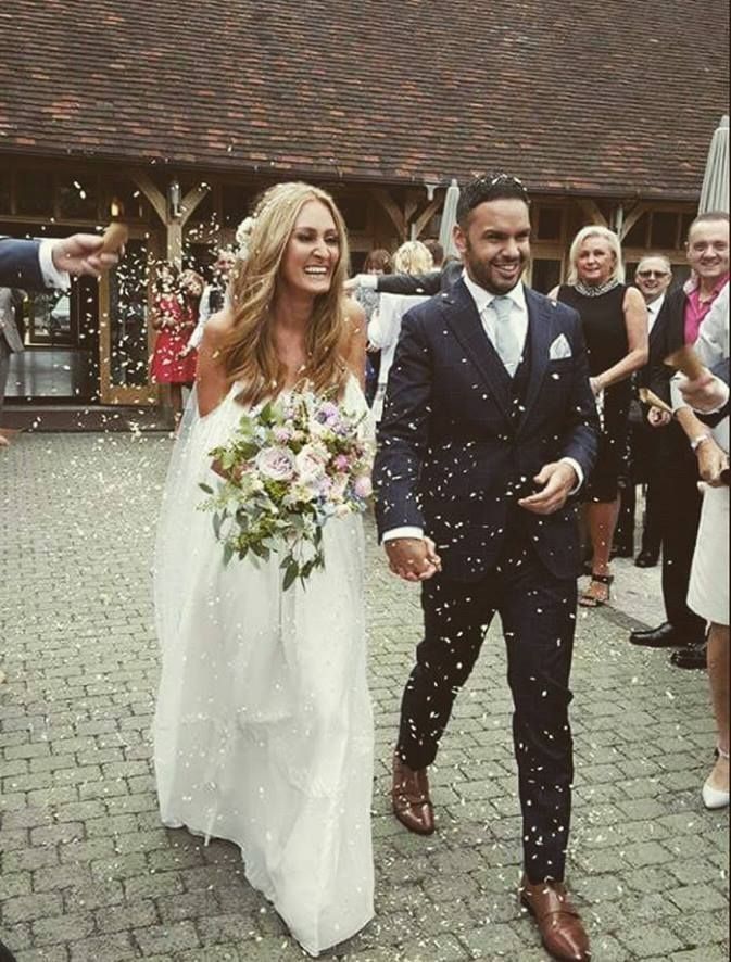 off-shoulder wedding gown Kate Edmondson exclusive wedding dress design