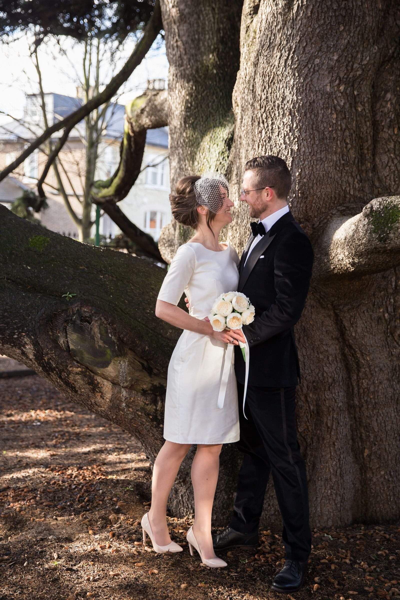 short white bridal outfit by Kate Edmondson