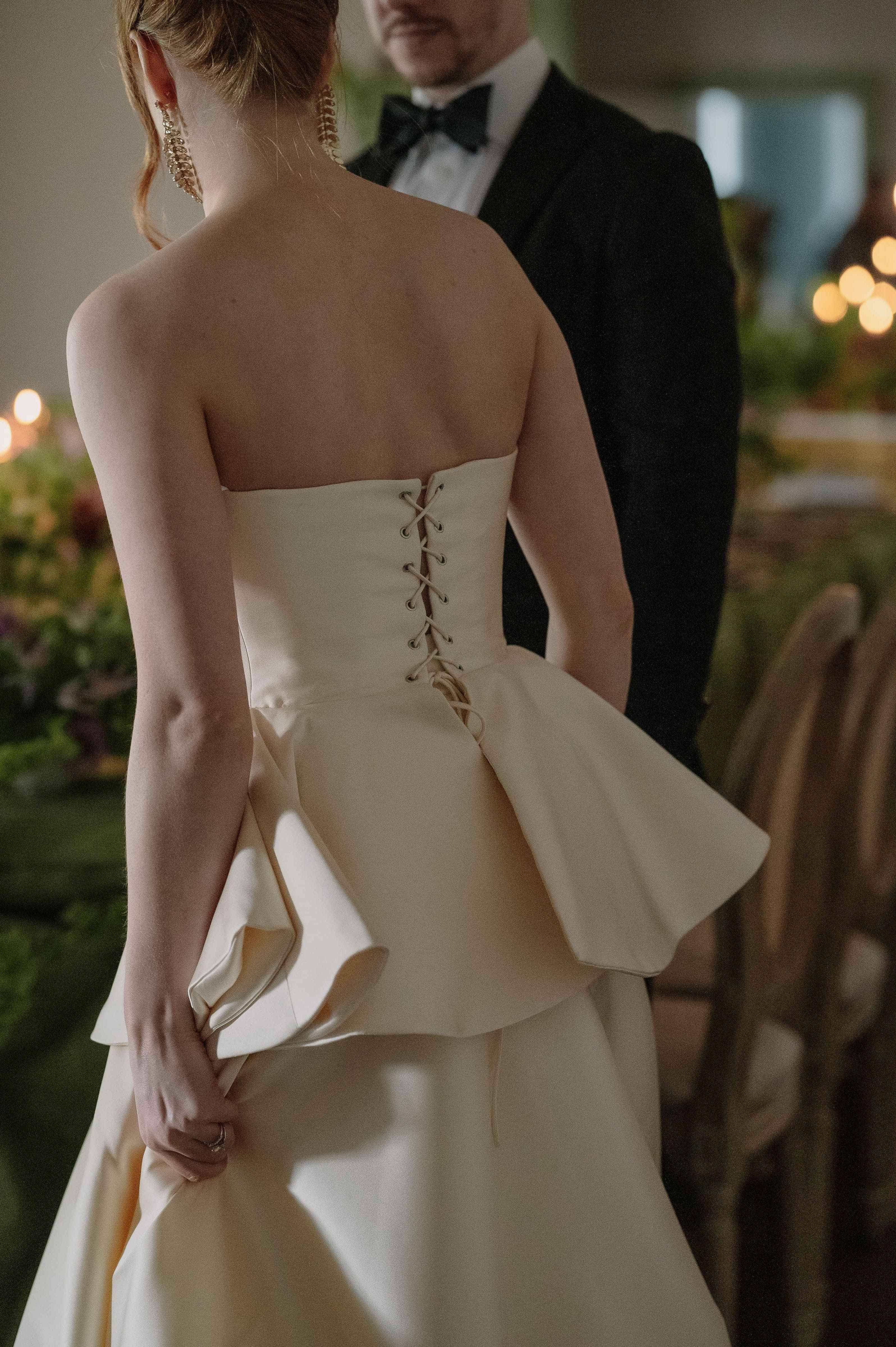 Bespoke wedding dress back detail, London bridal designer, custom bridal gown