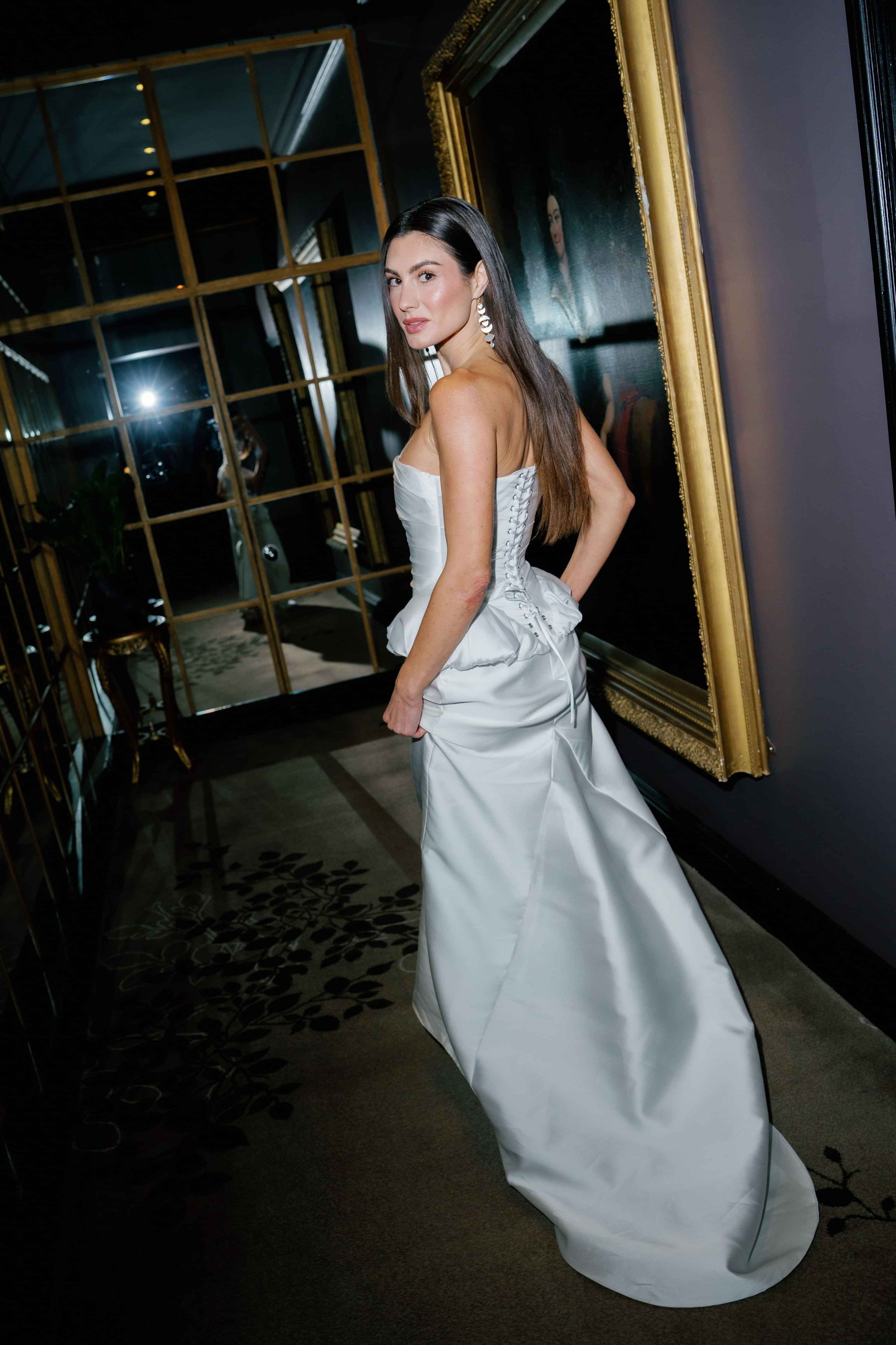 Back profile luxury strapless wedding dress, by Kate Edmondson