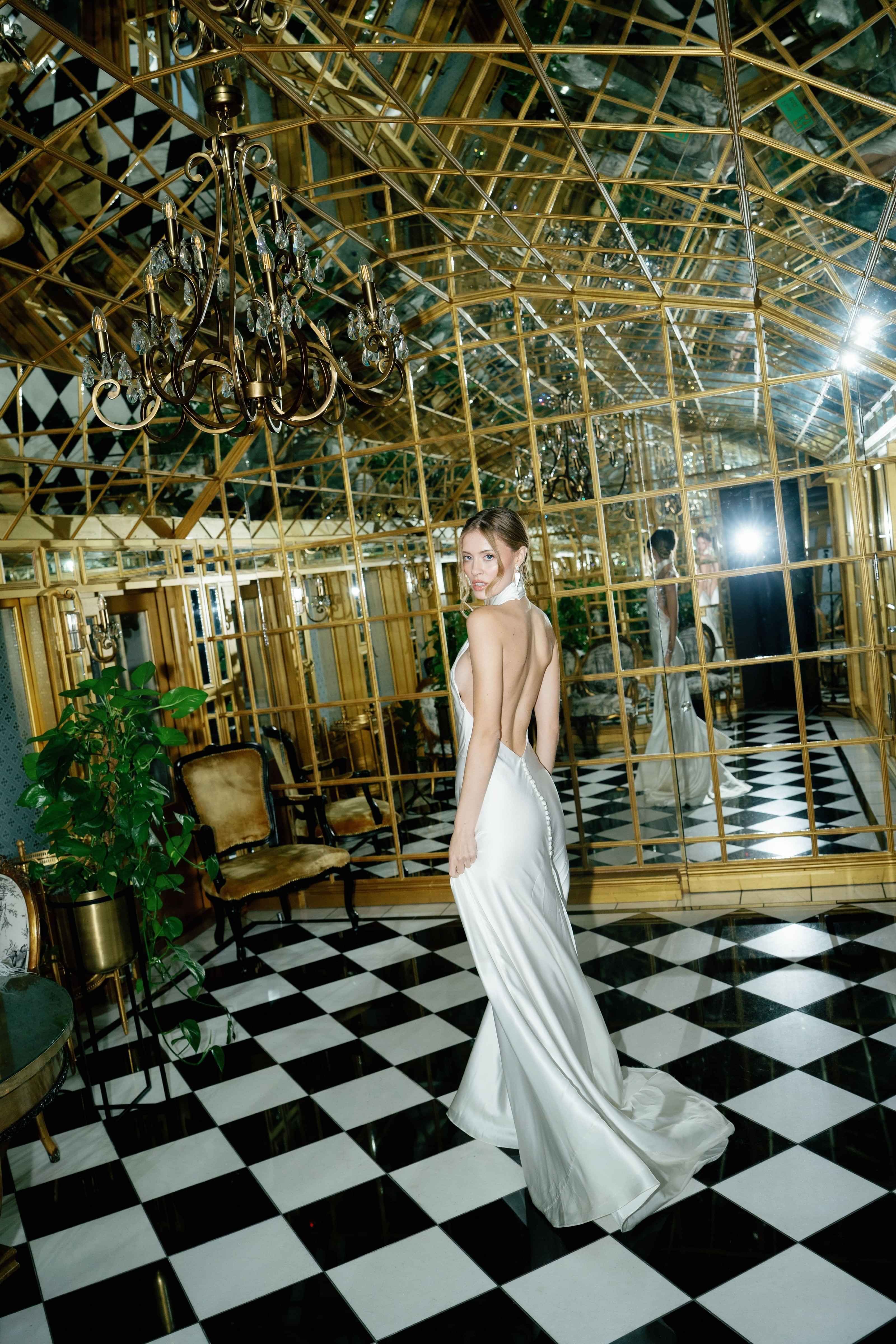 Backless halter neck wedding dress, bespoke wedding dress, custom made