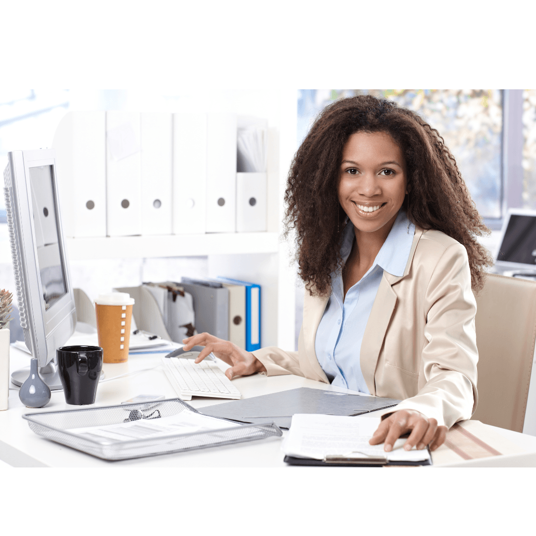 Smiling lady working