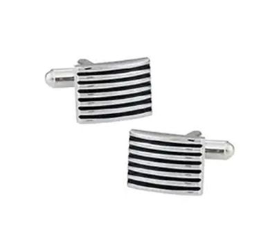 Cufflinks - Ribbed Black Cufflinks