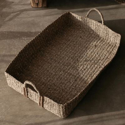 Large Seagrass wide basket with plaited handles