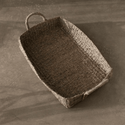 Small Seagrass wide basket with plaited handle