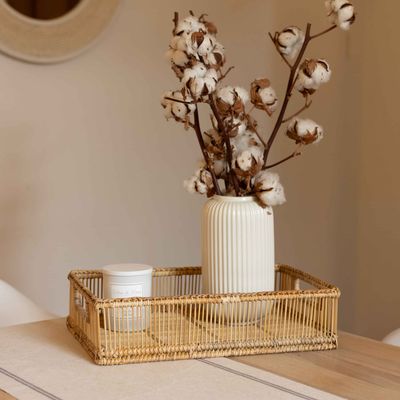 Open Weave Bamboo and Rattan Tray