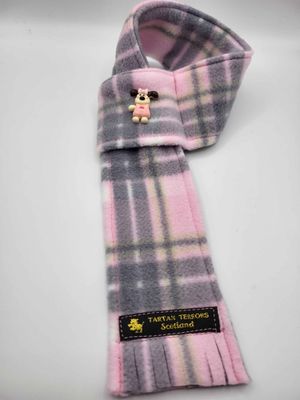 Fleece Scarf - Pale pink tartan