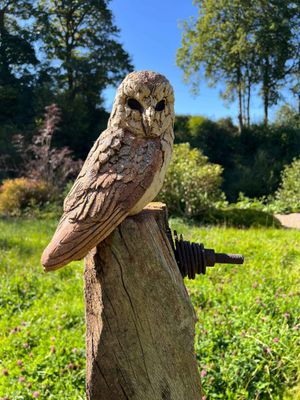 Barn Owl - Sculpture on tall post