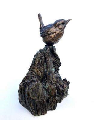 Bronze ,Wren mounted on base, (foundry bronze)  edition no 6 of 48