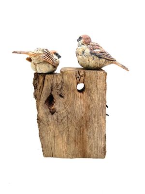 Sparrow Pair Bird sculpture Simon Griffiths