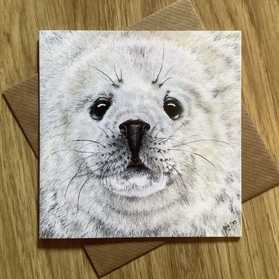 Neil the Baby Grey Seal Greetings Card