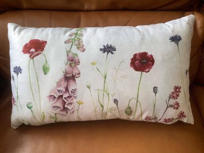 Flower Meadow Luxury Faux Suede Cushion (oblong)