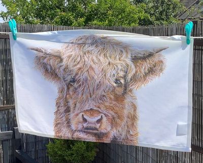 &ldquo;Harry the Hairy Highland&rdquo; 100% Cotton Tea Towel