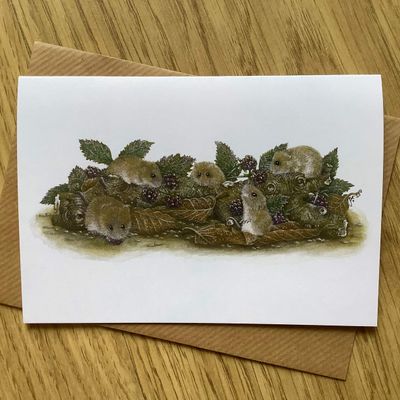 Autumn Harvest Mice Greetings Card