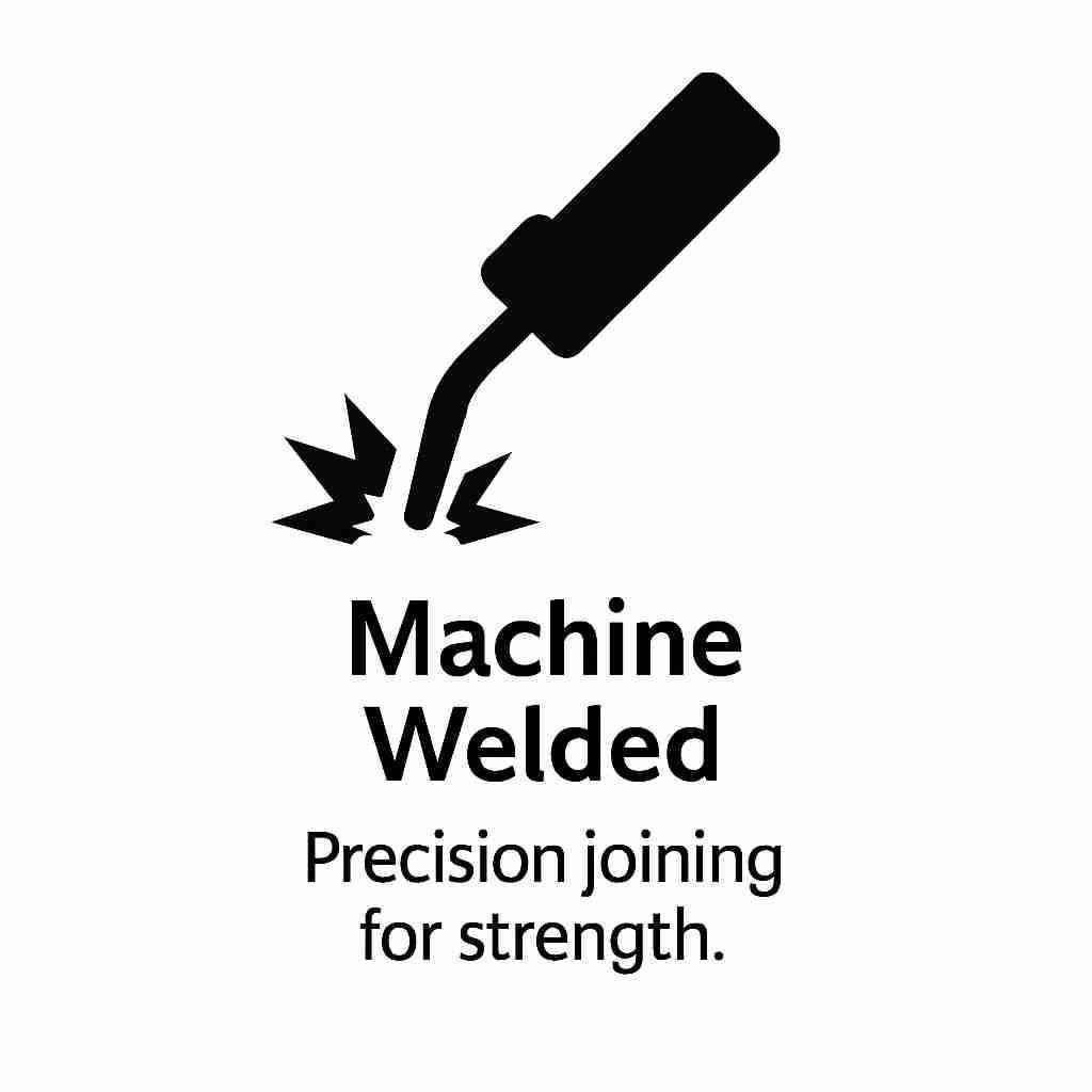 Machine welded temporary fencing icon with welding torch highlighting strong steel joins
