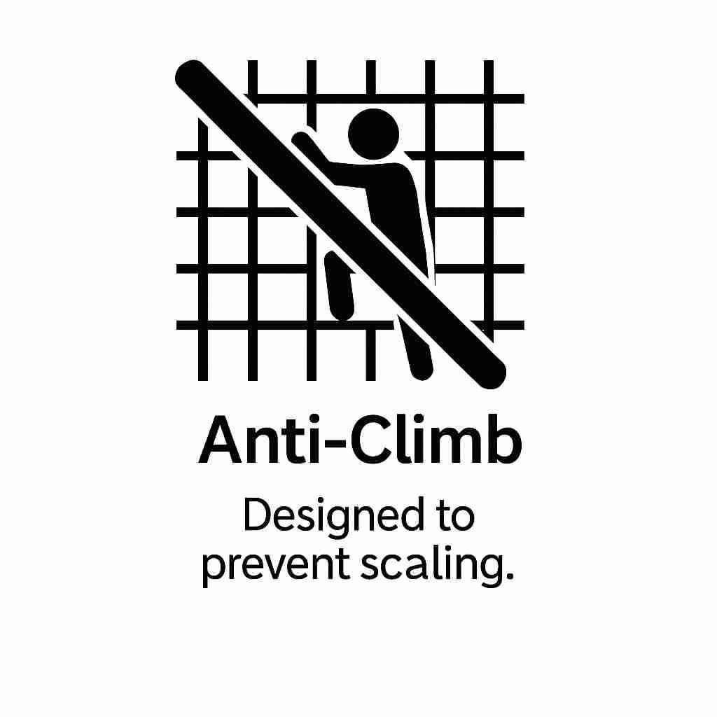 Anti-climb temporary fencing icon showing mesh panel preventing scaling