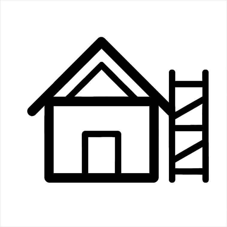 Monochrome house under construction icon representing housebuilders – Tempfence UK Heras fencing supplier
