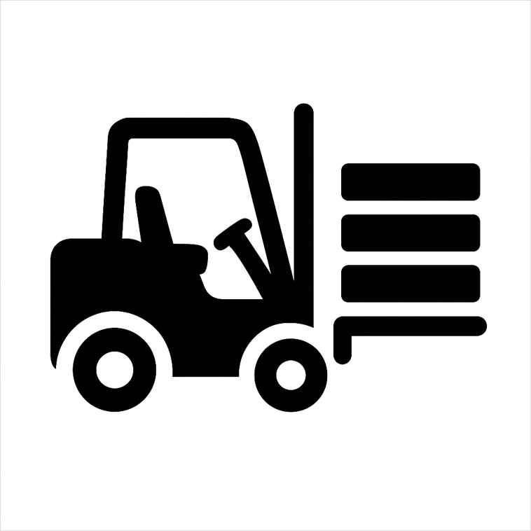 Black and white forklift icon representing hire companies – Tempfence UK Heras fencing and barrier supplier