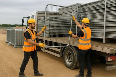 Heras fencing installation with ballast blocks — Tempfence UK