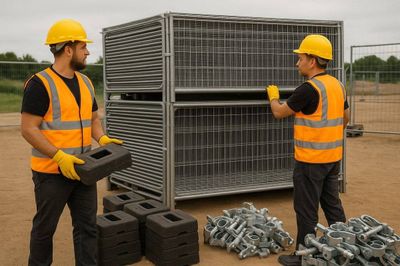 Heras fencing panels, feet and couplers ready for hire — Tempfence UK