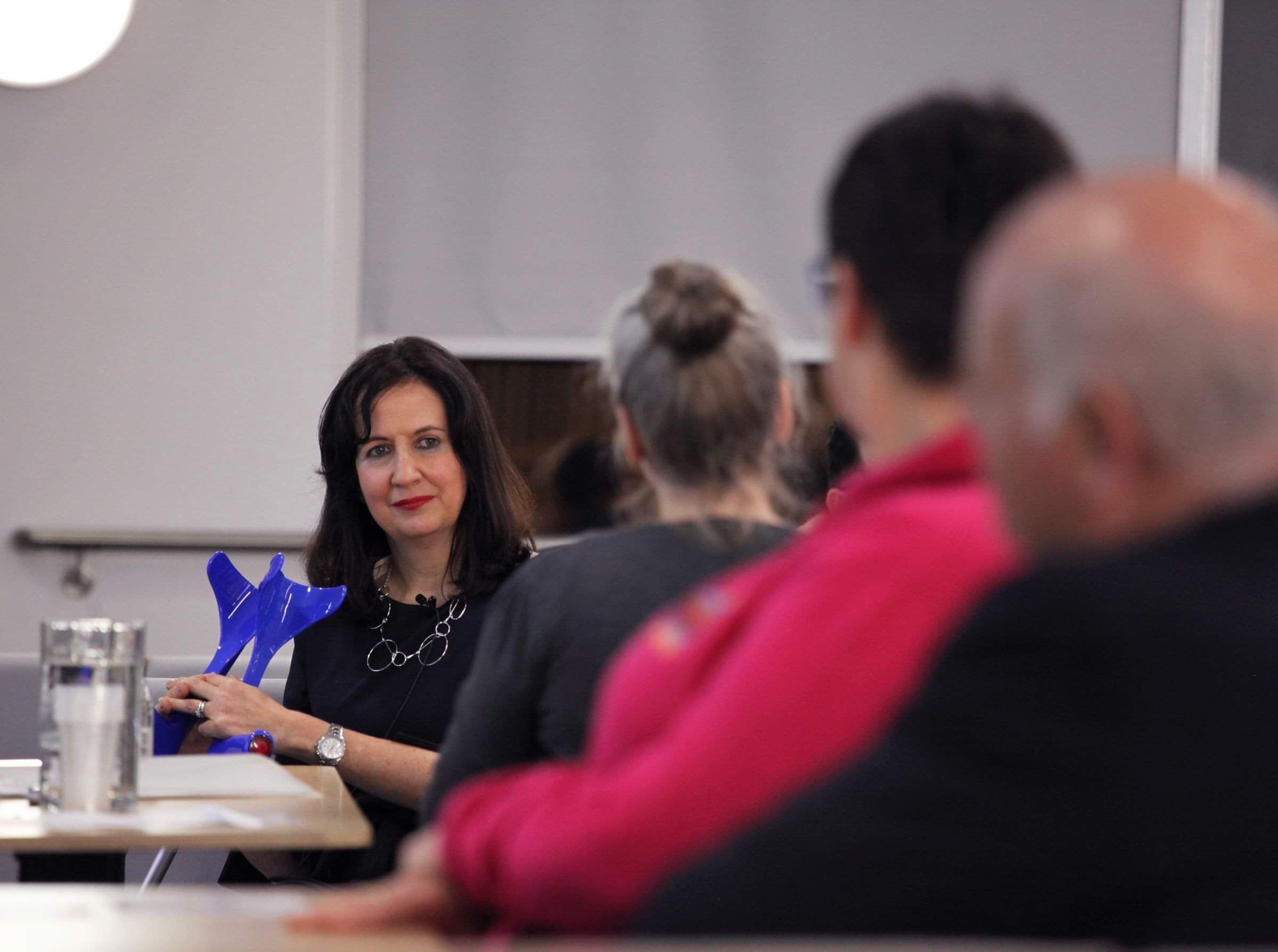 Jane listening to an audience