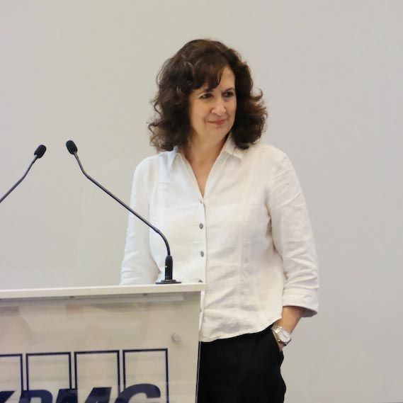 Jane Cordell at a speaking podium