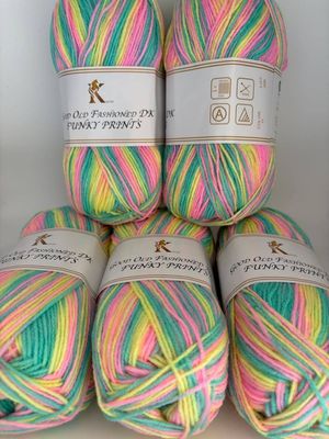 Knitco Good Old Fashioned DK Funky Prints - Pink/Green 11