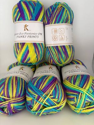 Knitco Good Old Fashioned DK Funky Prints - Purple/Lime 13