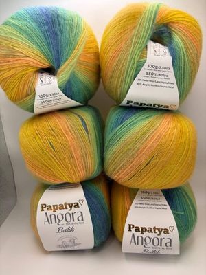 Papatya Angora Batik - Yellow/Green/Blue - 66