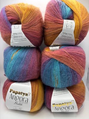 Papatya Angora Batik - Burnt Orange/Blue/Pink  - 64