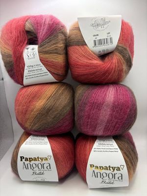 Papatya Angora Batik - Rust/Brown/Pink - 60